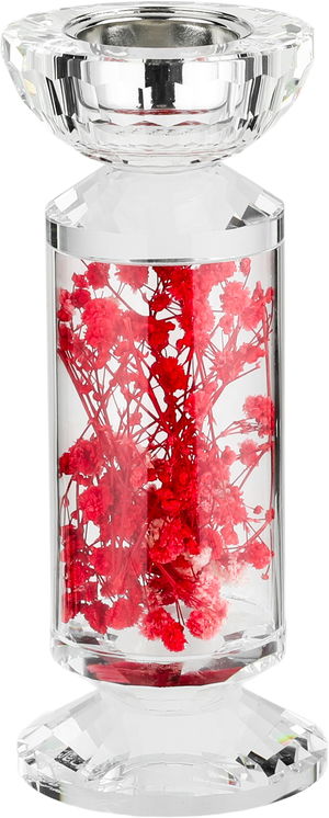 مبخرة زجاج السيف غاليري، مزينة زهور وردي، 8x8x19 سم - شفاف product image