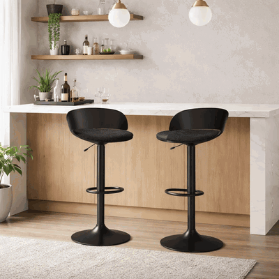 كرسي بار مودرن معدن، 65×45×40 سم، قاعدة قماش مبطن - اسود product image 2