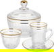 طقم تقديم شاي وقهوة زجاج السيف غاليري، 26 قطعة، بخطوط ذهبية - شفاف product image 1