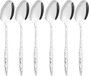 Al Saif Gallery steel tea spoons, square pattern, 6 pieces - silver product image