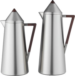 Al Saif Gallery Dana Thermos Set, 2 Pieces, 0.7/1 Liter, Glass Inner Material, Wooden Handle, Press Lid - Silver product image 2