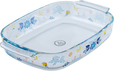 صينية فرن زجاج السيف غاليري، 2.7 لتر، نقش زهور، 34x22x6 سم - شفاف product image 3