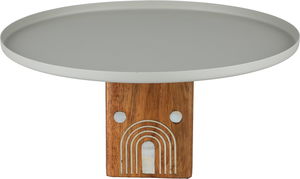 ستاند تقديم ستانلس استيل السيف غاليري، 30.5x30.5x16 سم، قاعدة خشب - كريمي خشبي product image