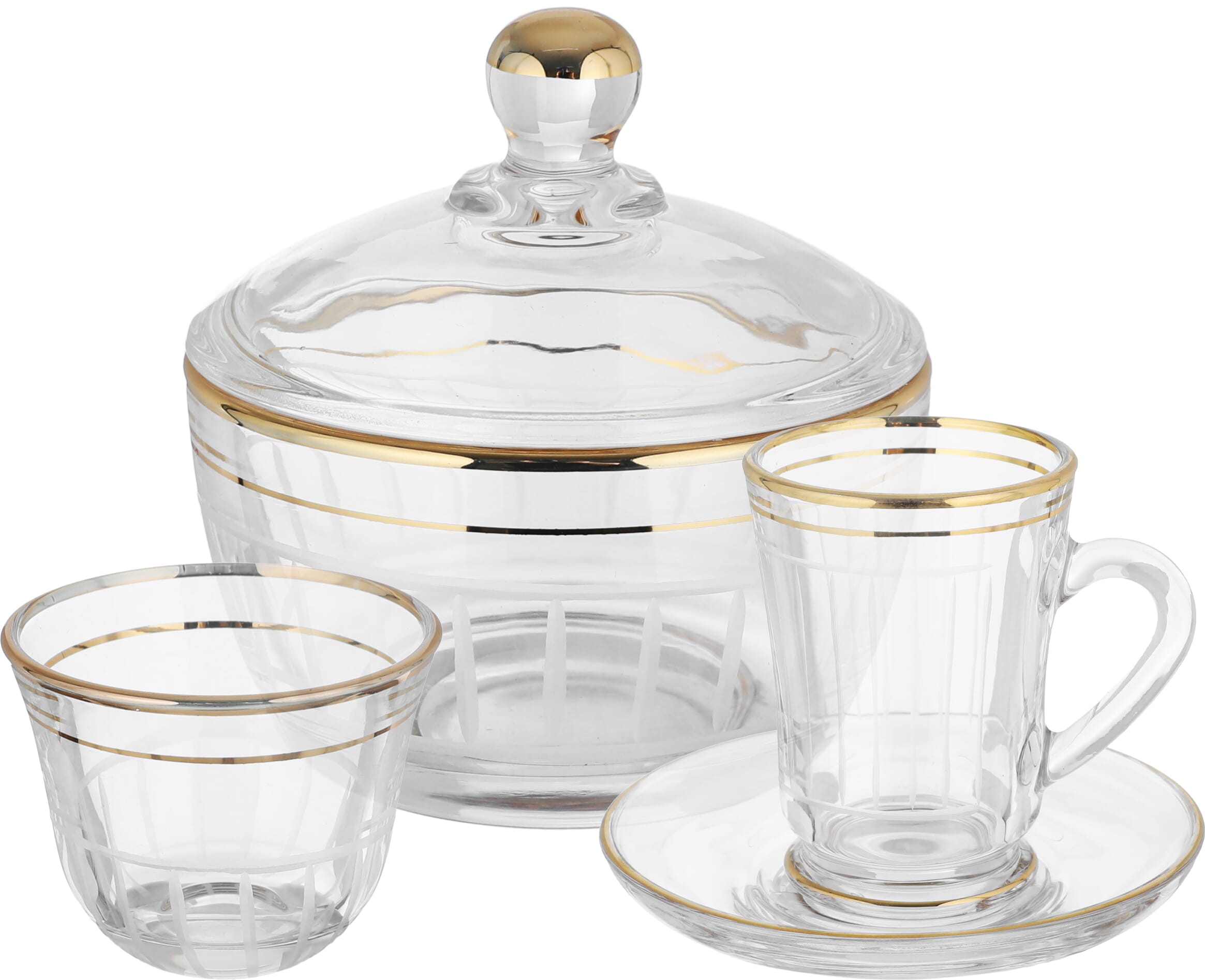 طقم تقديم قهوة وشاي زجاج السيف غاليري، 26 قطعة - شفاف product image