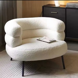 Modern Metal Chair, 70×75×80 Cm, Boucle Fabric And Foam - White product image