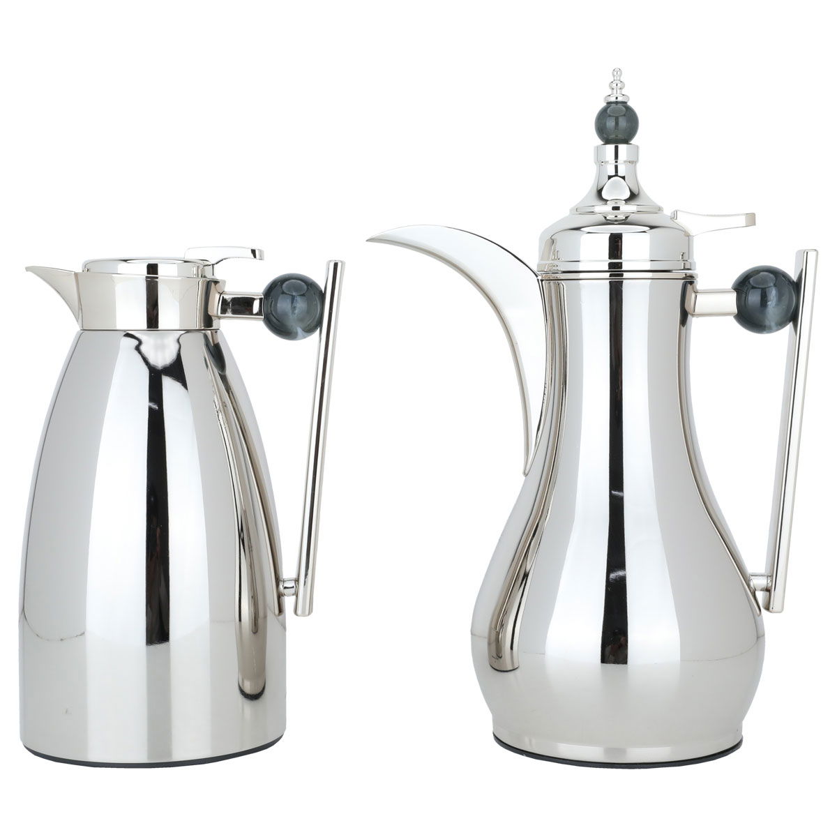 Al Saif Gallery Alaa thermos set, 1 liter, marble handle, thermal glass inner case, steel outer case - silver product image