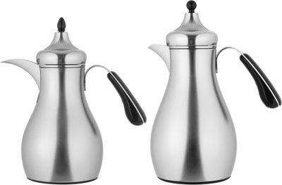 Al Saif Gallery Sama Thermos Set, 0.7/1 Liter, 2 Pieces, Inner Glass Container, Stainless Steel Outer Body - Silver product image 2