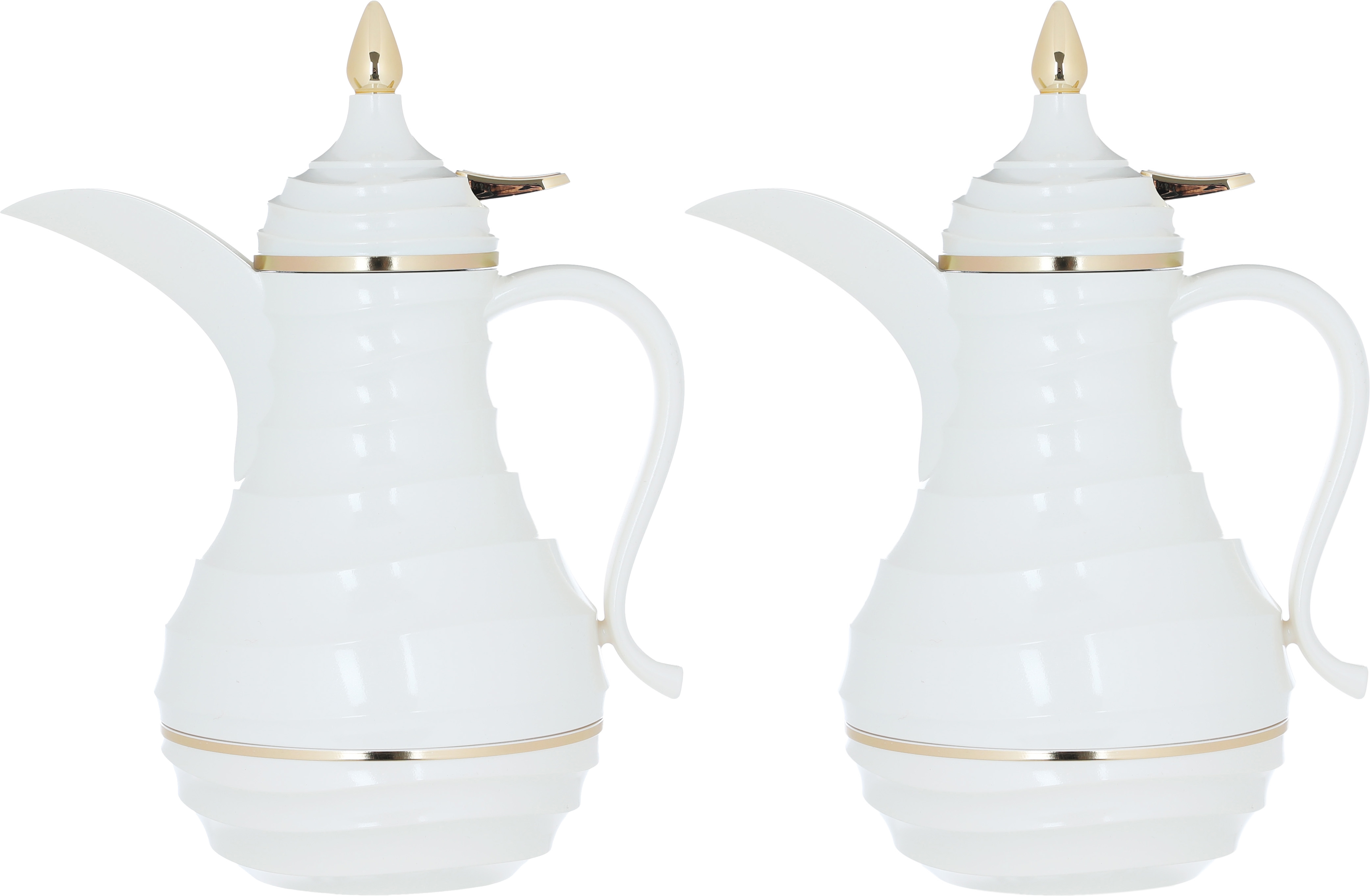 Al Saif Gallery Blanca thermos set, 1/0.75 liter, 2 pieces, thermal glass inner shell, plastic outer shell - pearl product image 1