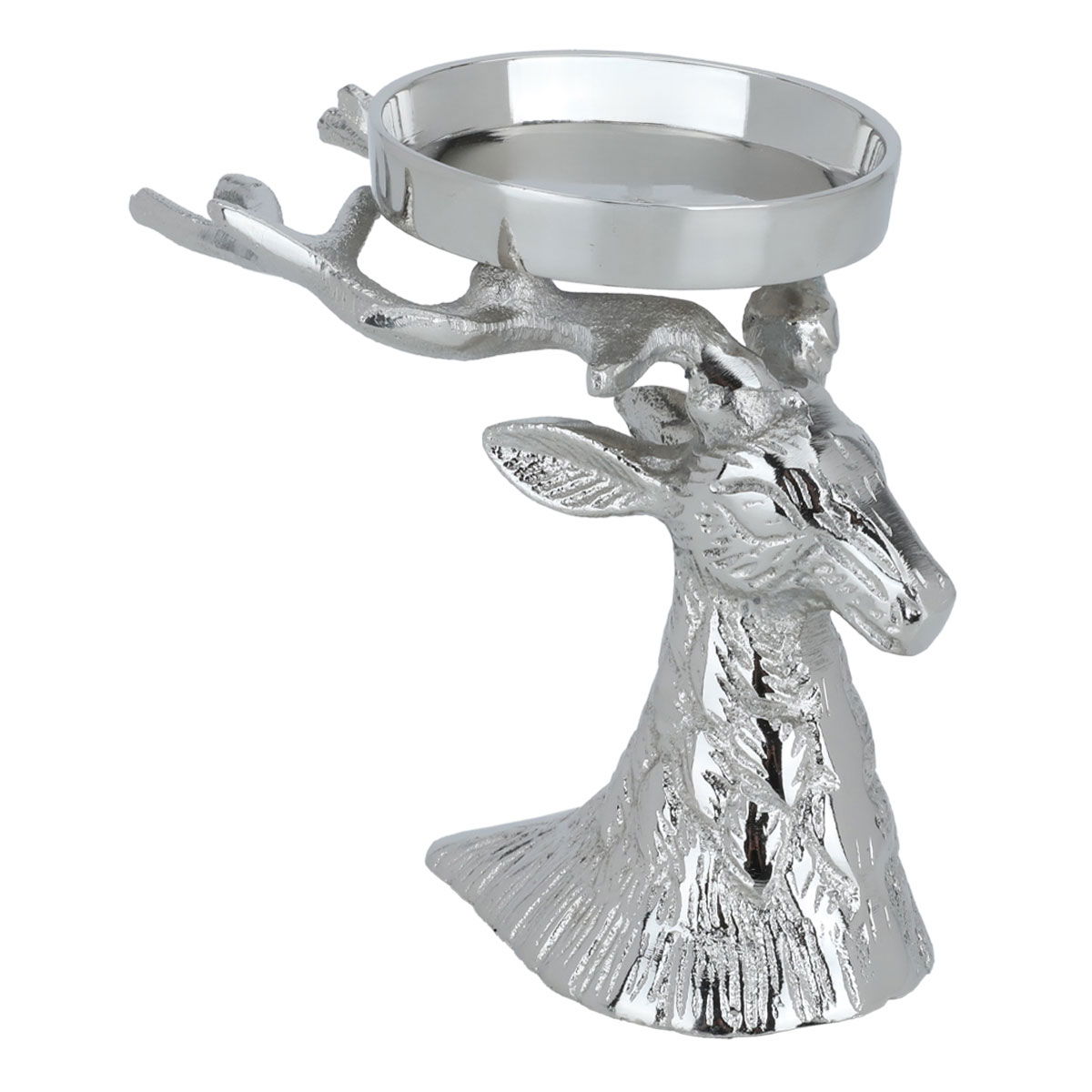 Al Saif Gallery steel serving stand, deer head base, circular - silver product image