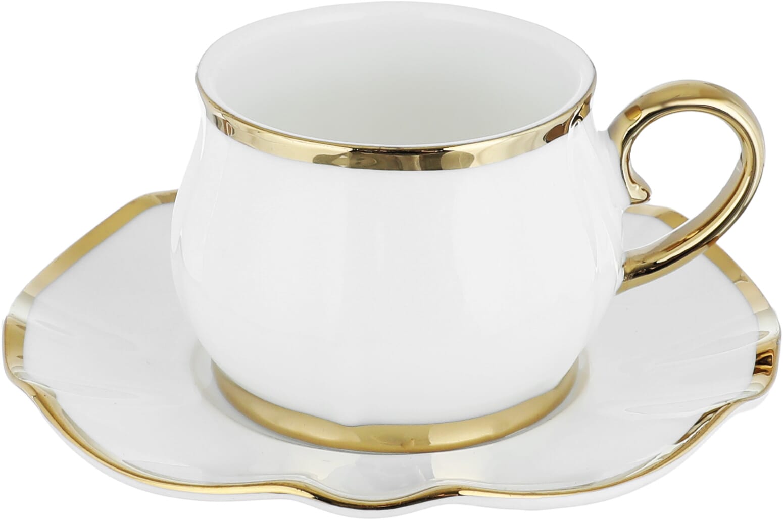 Al Saif Gallery ceramic coffee cup set, 12 pieces - gold white product image 2