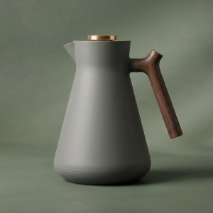 Everest Amada Thermos, 1 liter, wooden handle, thermal glass inner shell, plastic outer shell - dark gray product image