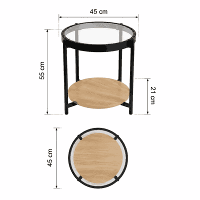 طقم طاولات خشب MDF و معدن، 5 قطع - اسود بني product image 3