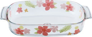 Al saif Gallery Glass Oven Tray, 2.7 L, Floral Pattern, 34 x 22 x 6 cm - Clear product image