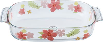 Al saif Gallery Glass Oven Tray, 2.7 L, Floral Pattern, 34 x 22 x 6 cm - Clear product image 1