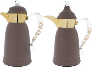 Al Saif Gallery Qamar thermos set, 1 liter, thermal glass inner container, steel outer shell - Cappuccino product image 2