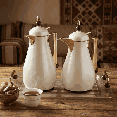 طقم ترامس كريستال السيف غاليري، 1/0.7 لتر، طوفرية، حافظة داخلية زجاج حراري، هيكل خارجي استيل - لؤلؤي product image 2