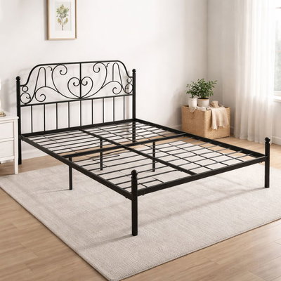 Iron frame bed, 190×70×86 cm - Black product image 4