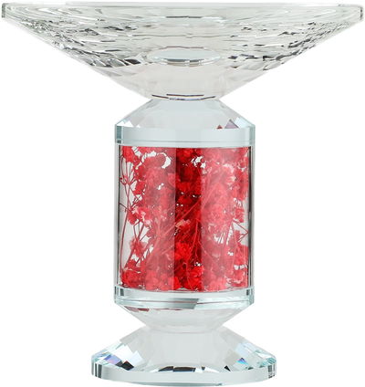 Al Saif Gallery Glass Serving Stand, Decorated With Pink Flowers, Round, 15X15X16 Cm - Clear product image 2