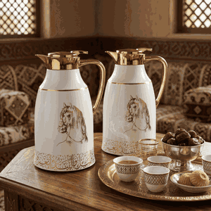 طقم ترامس السيف غاليري، 1.3لتر / 1 لتر، حافظة داخلية زجاج - ابيض ذهبي product image 2