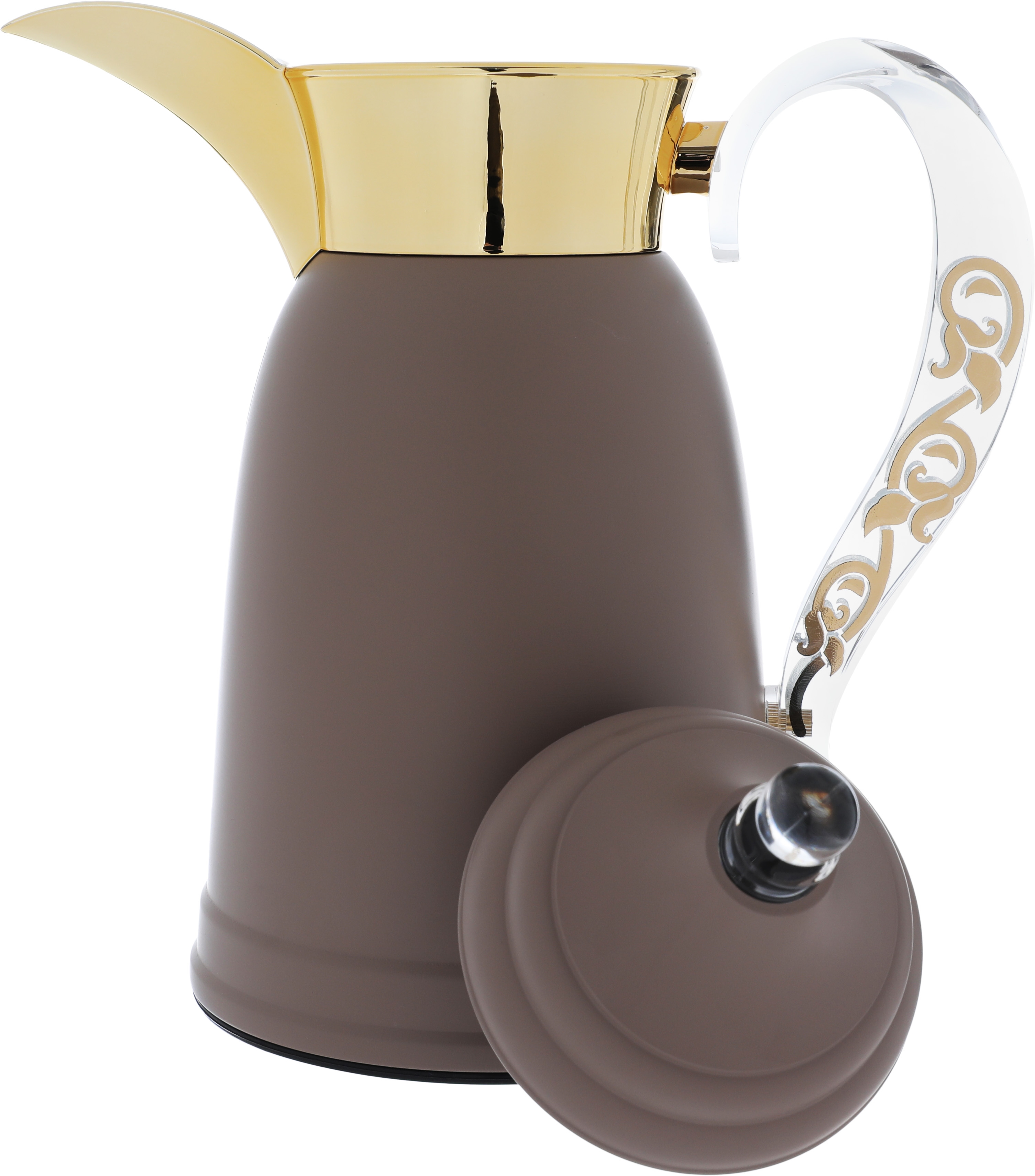 Al Saif Gallery Qamar thermos set, 1 liter, thermal glass inner container, steel outer shell - Cappuccino product image 6