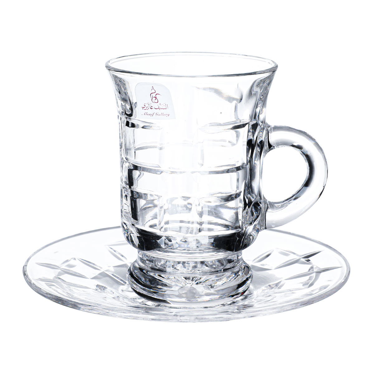 Al Saif Gallery Crystal Tea and Coffee Serving Set, with Saucer, 18 Pieces - Transparent product image
