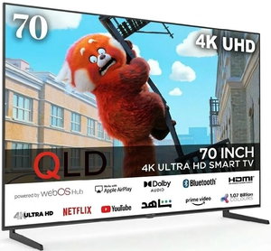 تلفزيون سمارت بدون اطار كيو ال دي، 70 بوصة، 4k UHD، شاشة DLED ، نظام ويب او اس، 2 ريموت ماجيك/عادي، QLDT-70S4KW1 - اسود product image