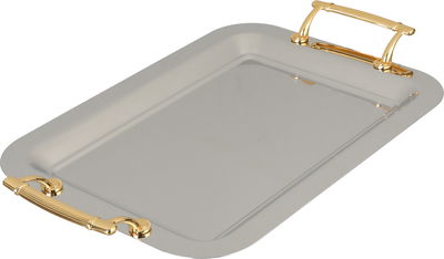 Al Saif Gallery Stainless Steel Serving Set, 3 Pieces, Engraved, Gold-Silver Handle product image 2