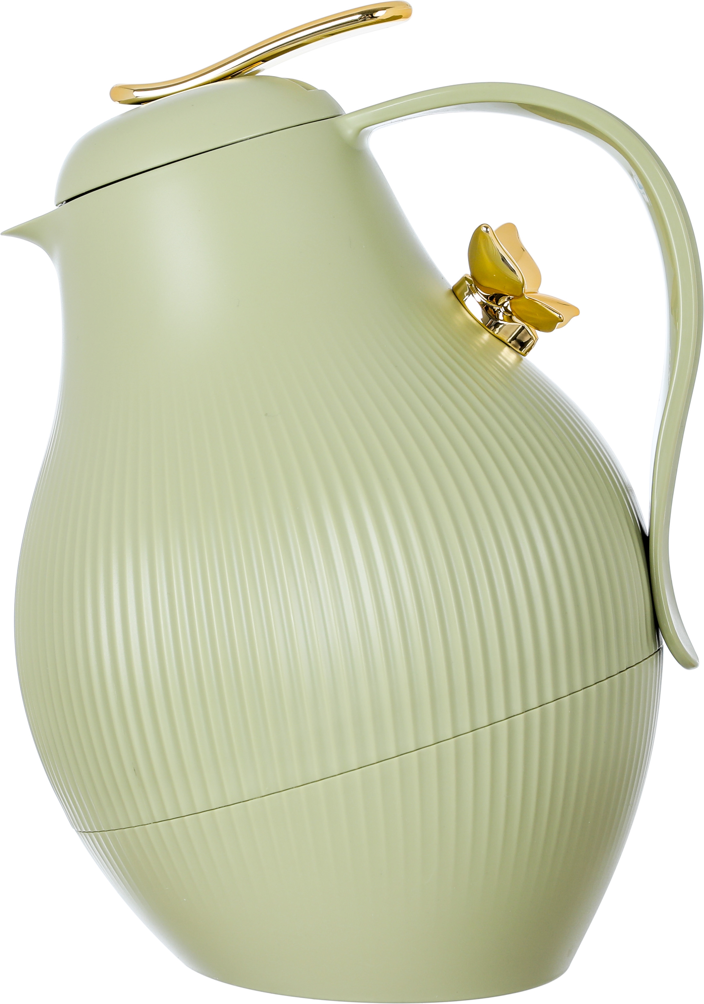Al Saif Gallery Dora thermos, 1.5 liters, golden butterfly, thermal glass inner container, plastic outer shell - green product image