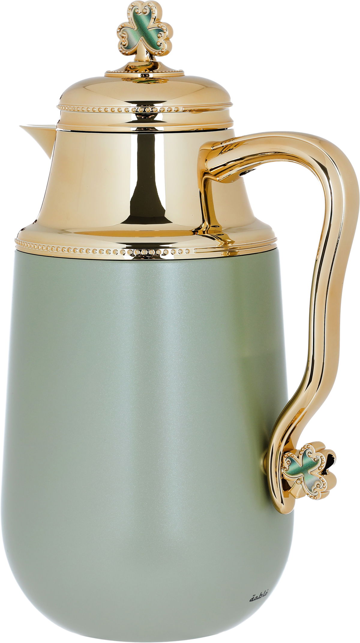 Al Saif Gallery Fatima thermos set, 1/0.7 liter, two pieces, thermal glass inner container, steel outer shell - light green product image 3