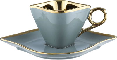 طقم فناجين قهوة سيراميك السيف غاليري، مذهب، مع الصحن، 12 قطعة - رمادي product image 2