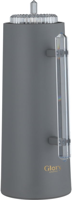 ترمس لين جلوري، 1 لتر،حافظة داخلية زجاج، ، ضغاط، يد شفاف - رمادي product image 2