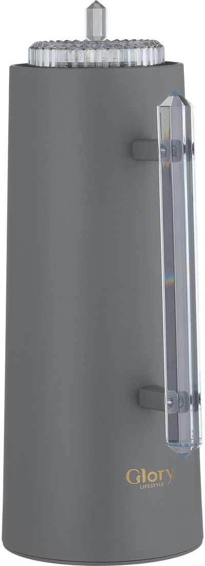 ترمس لين جلوري، 1 لتر،حافظة داخلية زجاج، ، ضغاط، يد شفاف - رمادي product image 2