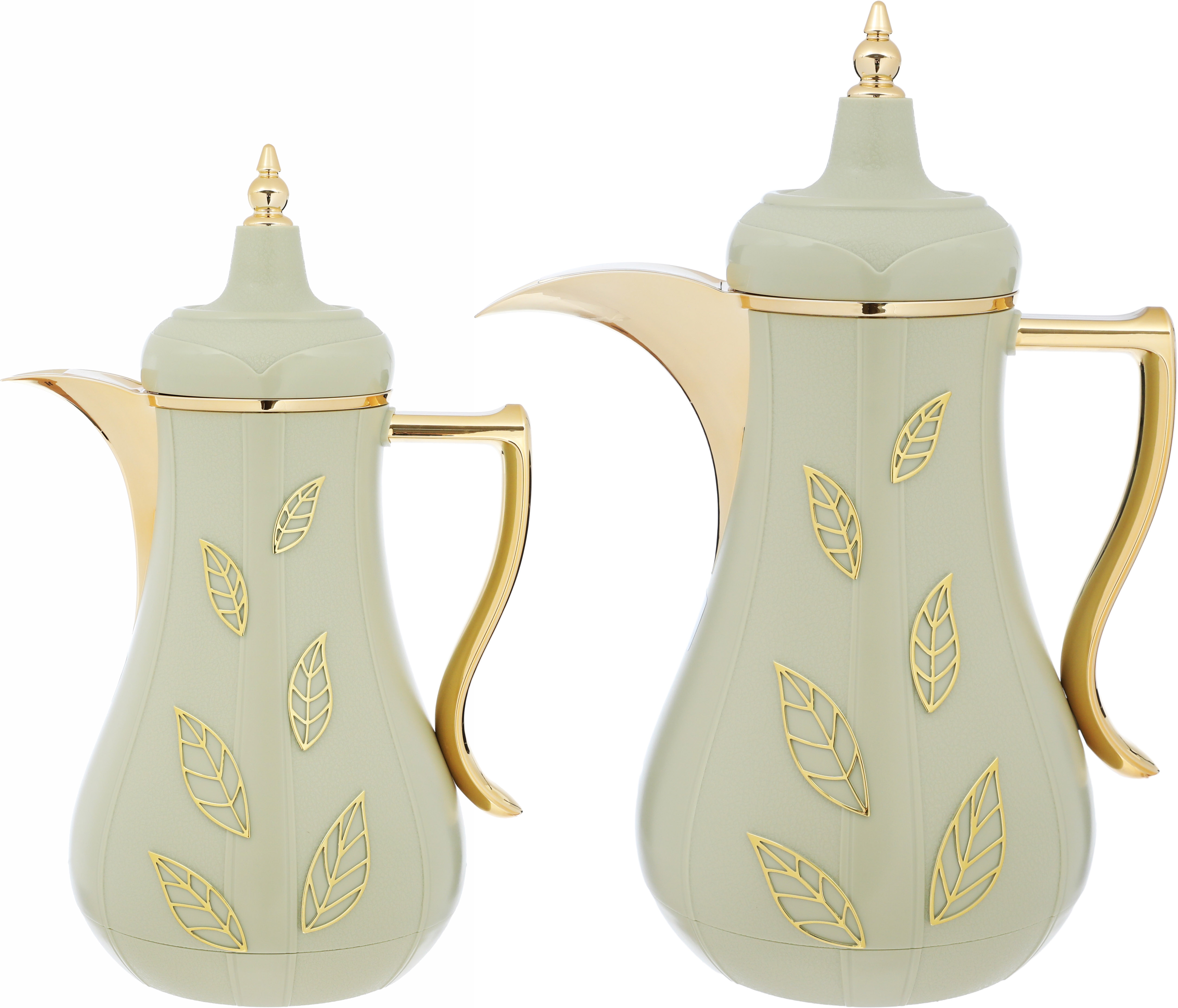 Al Saif Gallery thermos set, two pieces, 1 liter, glass inner container, plastic outer shell - light green product image