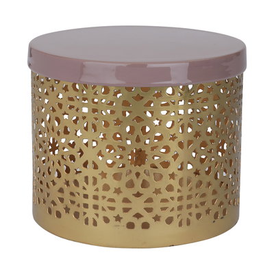 Al Ain Al Andalusia Steel Storage Box with Lid, 15 x 15 x 12 cm, Round - Gold product image 2