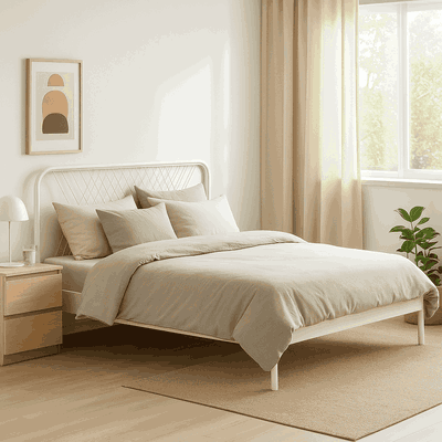 سرير مودرن حديد، 35×140×200 سم - أبيض product image 1