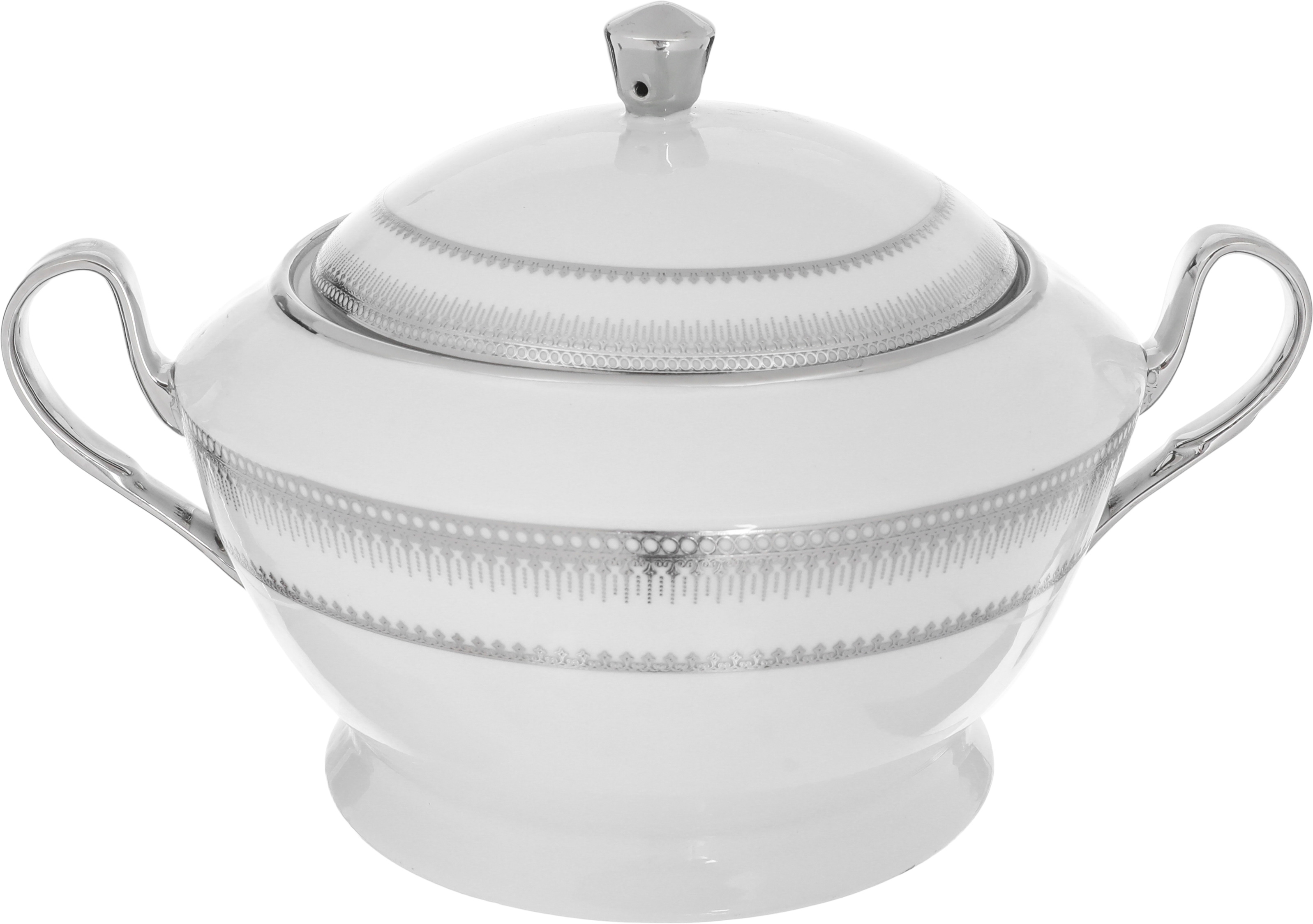 طقم سفرة بورسلان ريدج، 110 قطعة - ابيض فضي product image 4