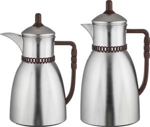 طقم ترامس بيان السيف غاليري، 0.7 / 1 لتر، 2 قطعة، حافظة داخلية زجاج حراري، يد خشبي - فضي مطفي product image