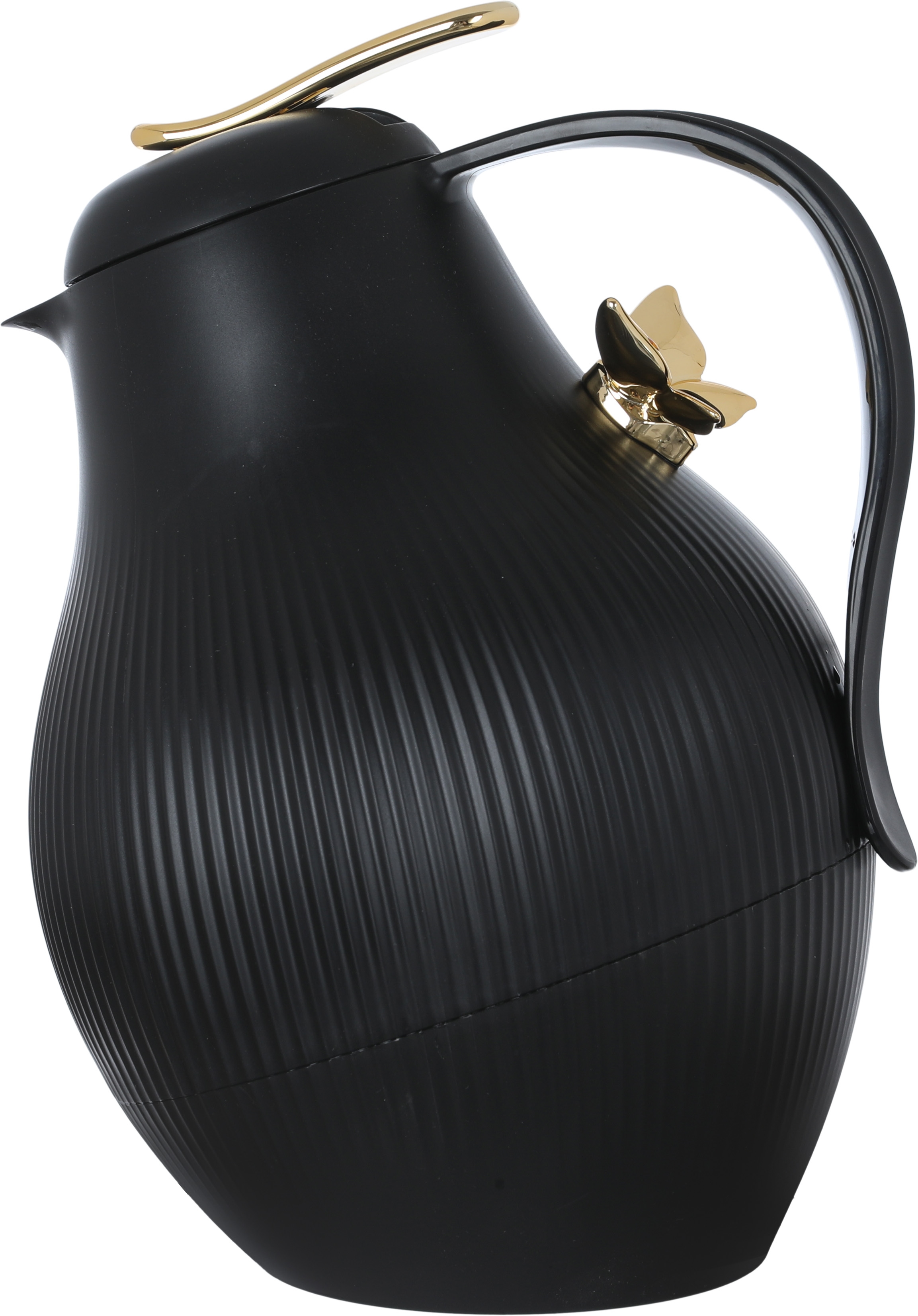 Al Saif Gallery Dora thermos, golden butterfly, 1.5 liters, thermal glass inner container, plastic outer shell - black product image 1