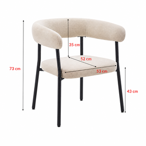 كرسي مودرن حديد ضد الصداء، 73×53×52 سم، قماش شانيل - بيج product image 2