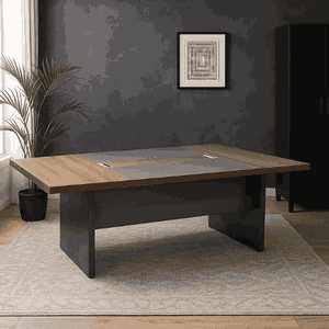 طاولة اجتماعات خشب MDF، 75×320×120 سم - بني رمادي product image 2