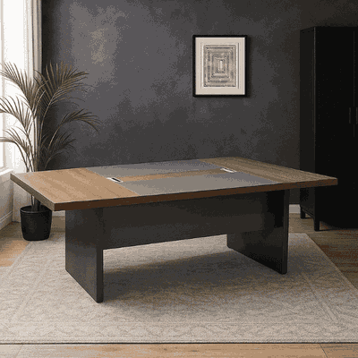 طاولة اجتماعات خشب MDF، 75×320×120 سم - بني رمادي product image 2
