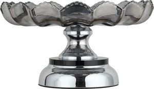 ستاتد تقديم ستانلس ستيل زجاج السيف غاليري، دائري، قاعدة فضي، 23x23x13 سم - فضي اسود product image 2