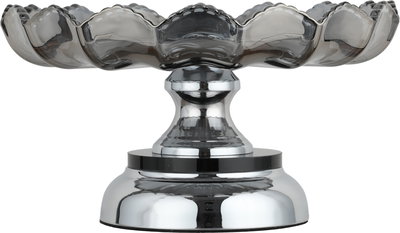 ستاتد تقديم ستانلس ستيل زجاج السيف غاليري، دائري، قاعدة فضي، 23x23x13 سم - فضي اسود product image 2