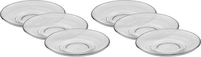 طقم صحون بيالات شاي زجاج السيف غاليري، 6 قطع - شفاف product image 1