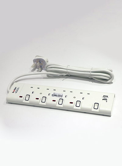 وصلة كهربائية كولن، 3250 واط، 4 مخارج، 3 متر، 2 USB، 301100007 - ابيض product image 6