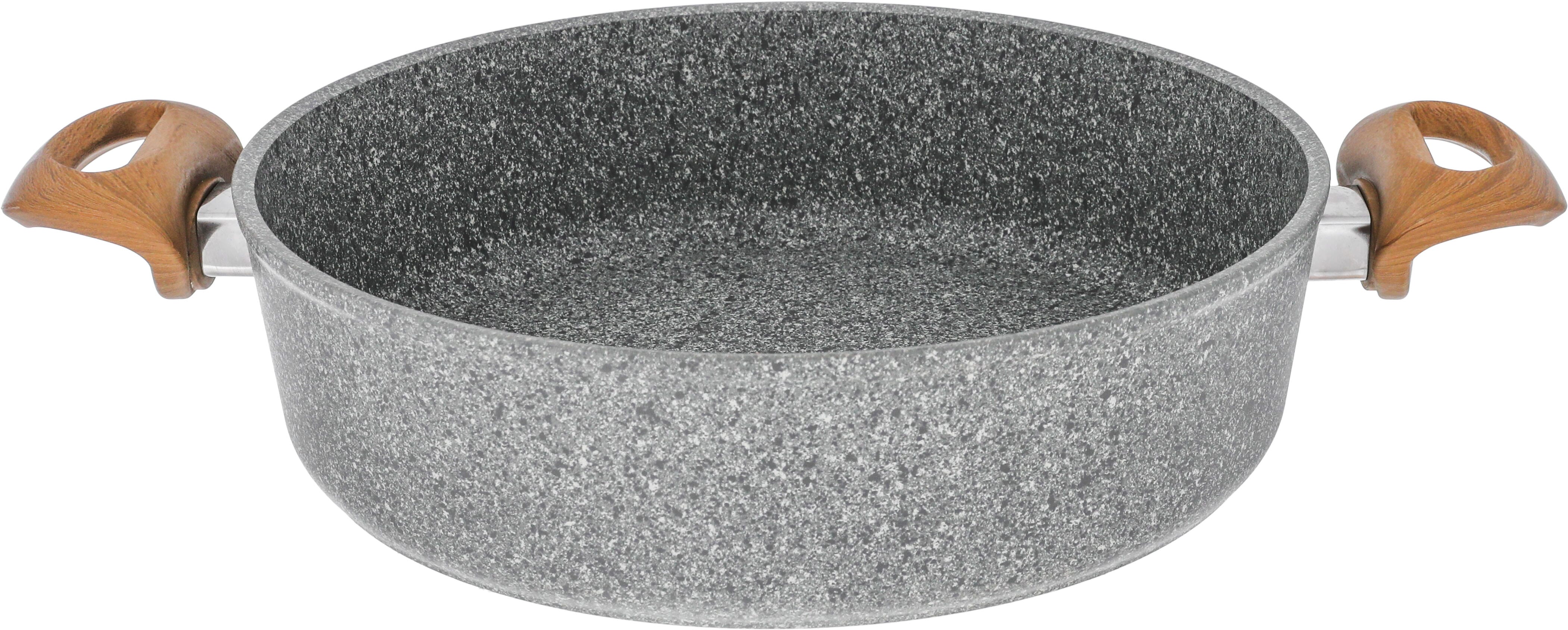 Granite cookware set with silicone fall glass lid, 9 pieces, light wooden handle, Turkish - light gray product image 8