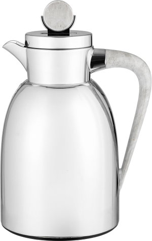 Al Saif Gallery Stainless Steel Yarn Thermos, 1.3 Liter, Glass Inner Container, Push Button, Marble Handle - Shiny Silver product image 2
