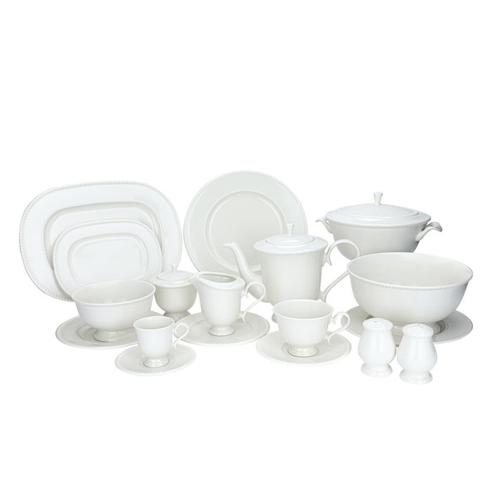 طقم سفرة بورسلان السيف غاليري، 66 قطعة - أبيض product image 1