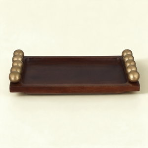Alsaif Gallery Wooden Serving Tray with Gold Handles, 36 x 16 x 5 cm, Rectangular - Wood product image