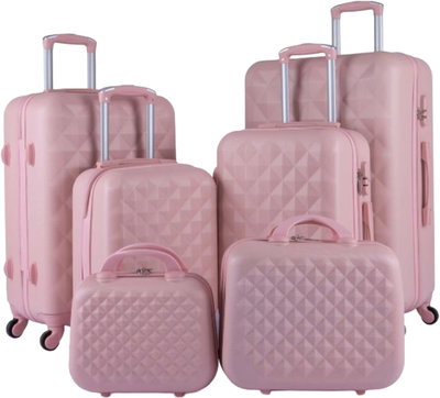 Limra ABS Luggage Set, 6 Sizes, 4 Wheels, 360 Degree Rotating, LMA-1224 - Pink product image 1